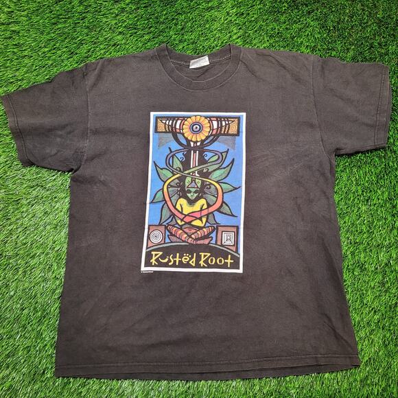 VTG 90s Rusted Root T-Shirt Mens XL USA Made Memorabilia Boxy Fit Oversized - Picture 1 of 13